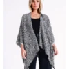 Basque Boucle Chevron Poncho In Black/White