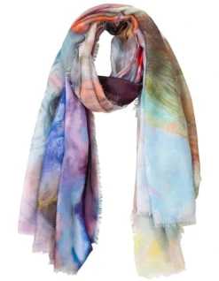 Watercolour Floral Print Scarf In Pink
