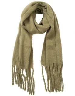 Solid Chunky Knit Winter Scarf In Khaki