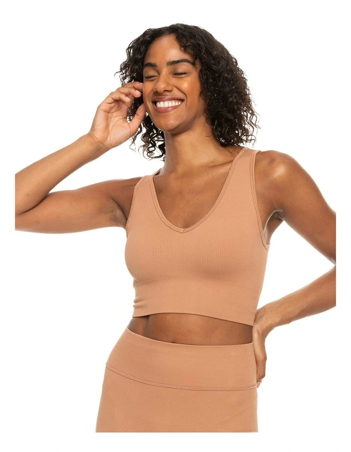 Roxy Chill Out Seamless Sports Bra In Brown 1 Roxy Chill Out Seamless Sports Bra In Brown