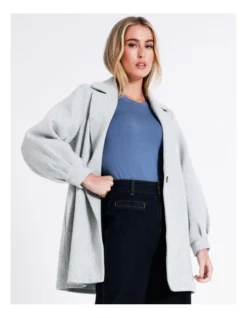 Basque Herringbone Tuck Sleeve Coat In Light Blue 11 Basque Herringbone Tuck Sleeve Coat In Light Blue -Myer Clothing Shop 975459790 7 720x928