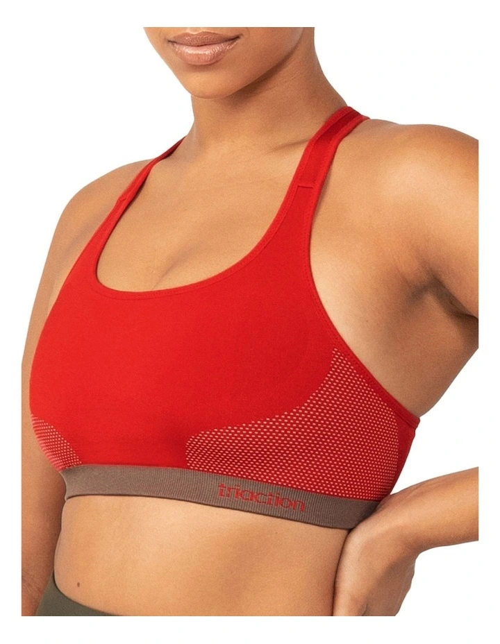 Triumph Triaction Seamfree Wirefree Sports Crop Bra In Red 3 Triumph Triaction Seamfree Wirefree Sports Crop Bra In Red - Image 3