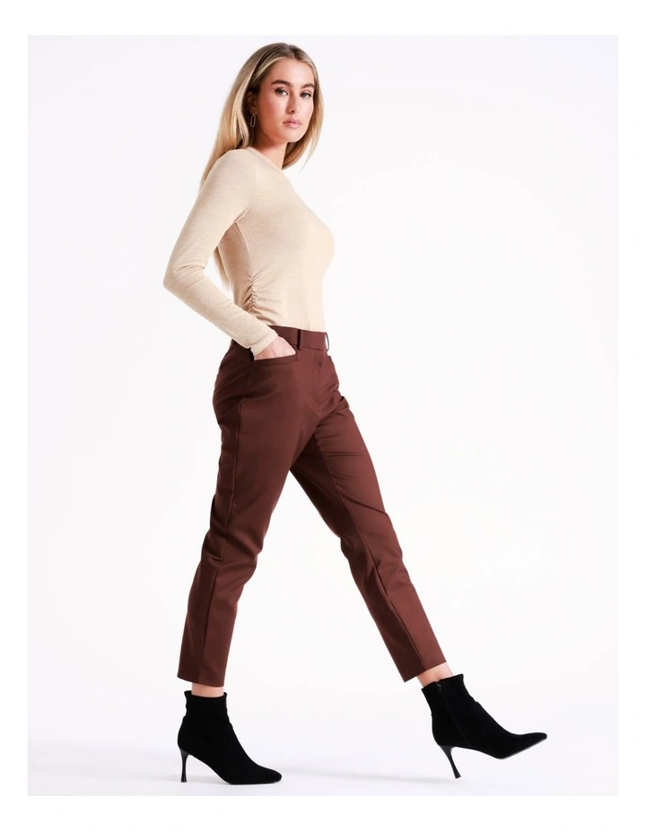 Basque Organic Cotton Blend Sateen Pant In Chocolate 1 Basque Organic Cotton Blend Sateen Pant In Chocolate