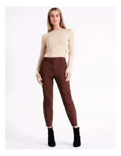 Basque Organic Cotton Blend Sateen Pant In Chocolate 8 Basque Organic Cotton Blend Sateen Pant In Chocolate -Myer Clothing Shop 975704770 4 720x928