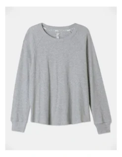 Chloe & Lola Diana Waffle Knit Long Sleeve Top In Grey Marle