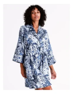 Chloe & Lola Abby Recycled Satin Shawl Collar Robe In China Print