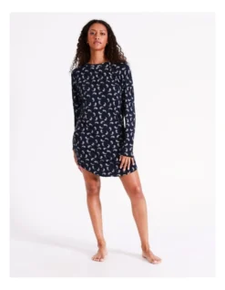 SOHO Simone Knit Long Sleeve Nightie In Navy Paisley -Myer Clothing Shop 976499920 3 720x928