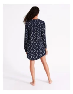SOHO Simone Knit Long Sleeve Nightie In Navy Paisley -Myer Clothing Shop 976499920 6 720x928