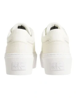 Calvin Klein Leather Low Top Lace Up Sneakers In Ivory -Myer Clothing Shop 976532500 3 720x928