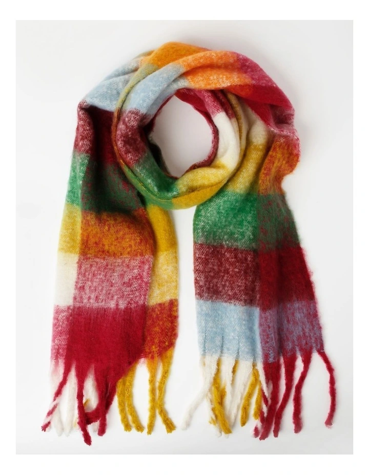 Chunky Check Winter Scarf In Red 1 Chunky Check Winter Scarf In Red