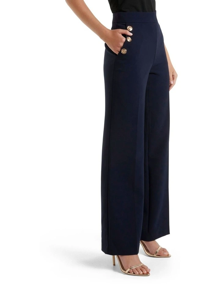 Forever New Megan Button Wide Leg Pant In Navy 3 Forever New Megan Button Wide Leg Pant In Navy - Image 3