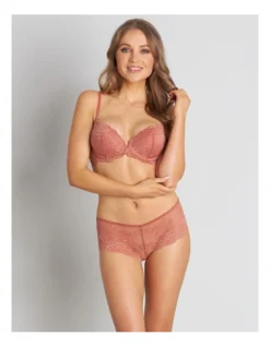 My Fit Lace 200% Boost Push Up Plunge Bra In Cinnamon