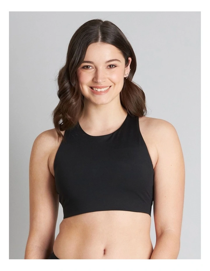 Focus High Neck Sports Bra In Black 1 Focus High Neck Sports Bra In Black