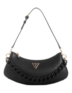 Guess Corina Zip Top Shoulder Bag In Black