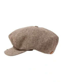 Hudson Herringbone Cap In Brown -Myer Clothing Shop 977507200 3 720x928