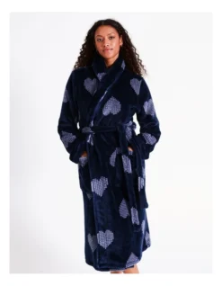 SOHO Leah Fleece Robe In Fairisle Hearts