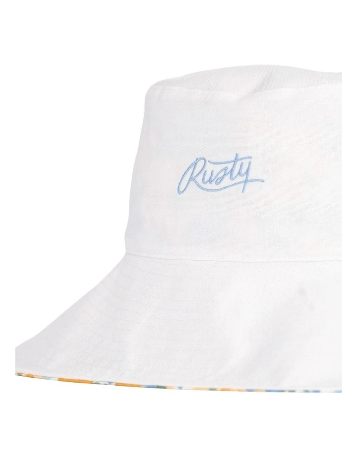 Rusty Flora Reversible Bucket Hat In White/Yellow 4 Rusty Flora Reversible Bucket Hat In White/Yellow - Image 4