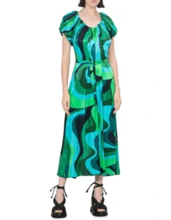 Emerald Modernist Dress In Green Multi