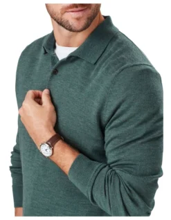 Merino Knit Polo In Green -Myer Clothing Shop 978387310 3 720x928