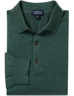 Merino Knit Polo In Green -Myer Clothing Shop 978387310 4 720x928