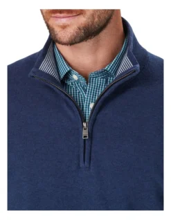High Flex Half Zip Jumper In Blue -Myer Clothing Shop 978387850 3 720x928