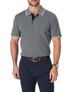Smart Jacquard Polo In Navy