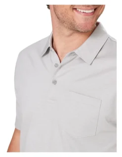 Smart Jacquard Polo In Grey -Myer Clothing Shop 978388750 3 720x928