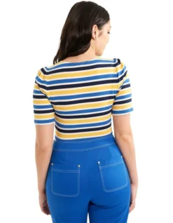 Riviera Stripe Top In Ivory/Multi 9 Riviera Stripe Top In Ivory/Multi -Myer Clothing Shop 978558400 3 720x928