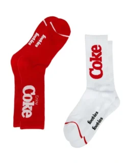 Enjoy Coke Sneaker Socks In Red/White