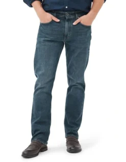 Winton Relaxed Fit Italian Denim Short Leg In Mid Blue