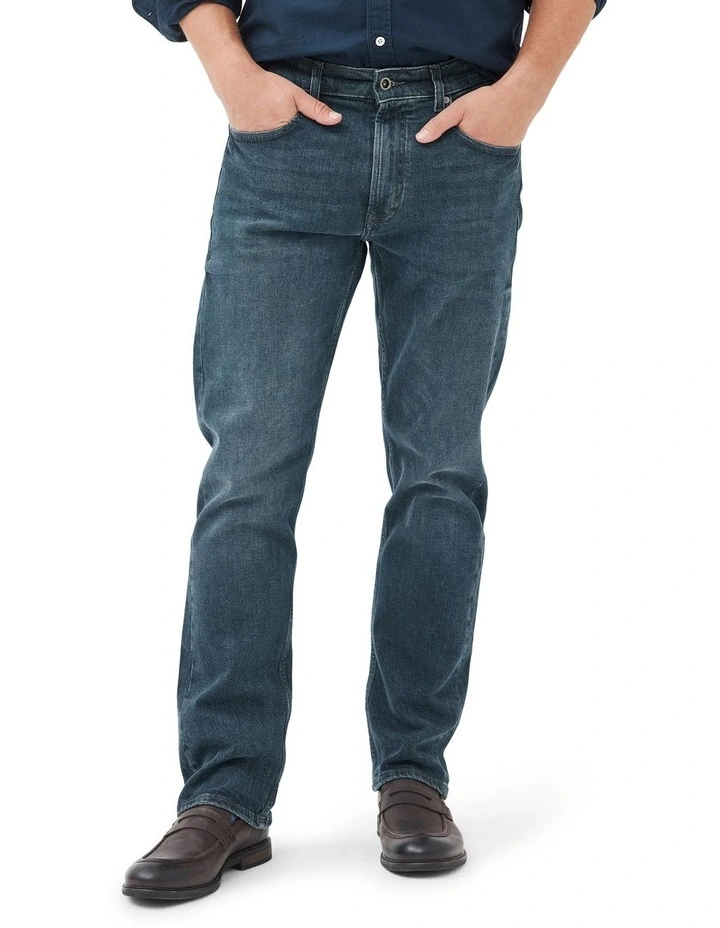 Winton Relaxed Fit Italian Denim Short Leg In Mid Blue 1 Winton Relaxed Fit Italian Denim Short Leg In Mid Blue