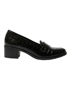 Napoli Heeled Shoes In Black Patent Croc Leather