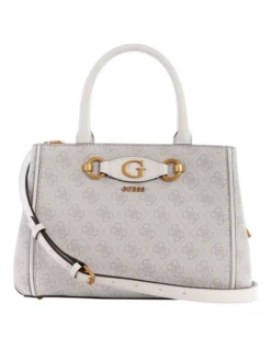 Guess Izzy Dove Logo Satchel Bag In White