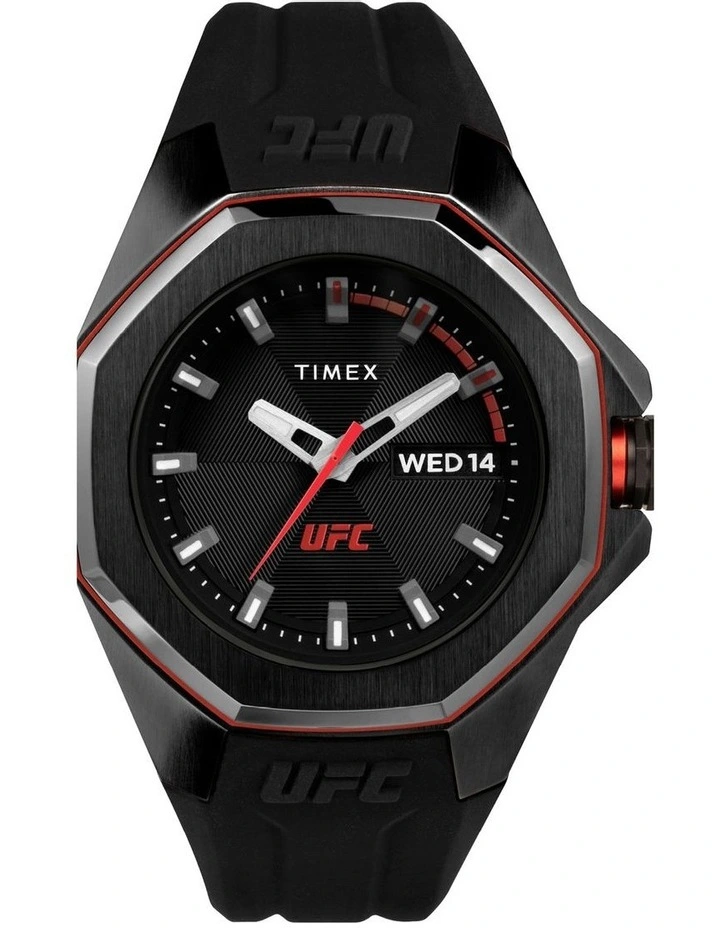 Timex UFC Black Medium Octagon Dial Analogue Watch TW2V57300 1 Timex UFC Black Medium Octagon Dial Analogue Watch TW2V57300