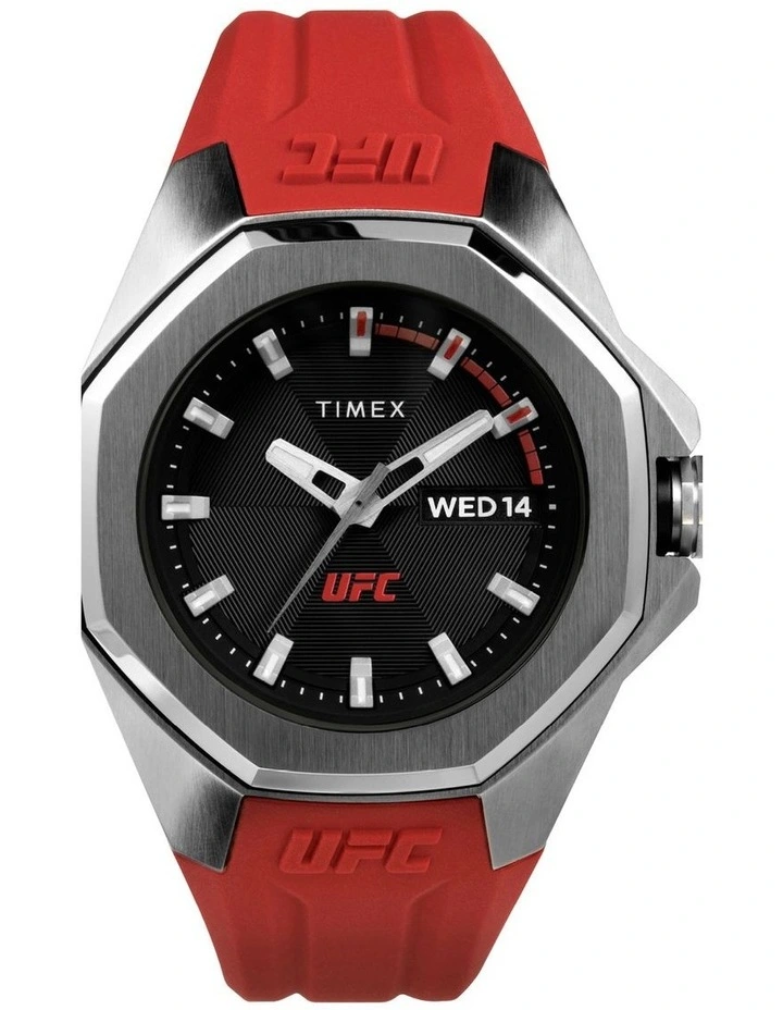 Timex UFC Medium Octagon Dial Analogue TW2V57500 Watch In Red 1 Timex UFC Medium Octagon Dial Analogue TW2V57500 Watch In Red