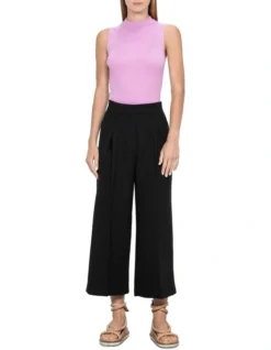 Waisted Wide Culotte In Black