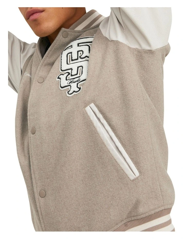 Jack & Jones College Bomber Jacket In Crockery 3 Jack & Jones College Bomber Jacket In Crockery - Image 3