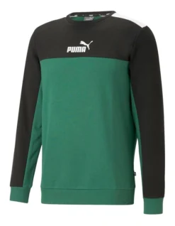 Puma Essential Block Crew Fleece In Green
