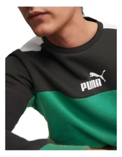 Puma Essential Block Crew Fleece In Green -Myer Clothing Shop 980333650 4 720x928