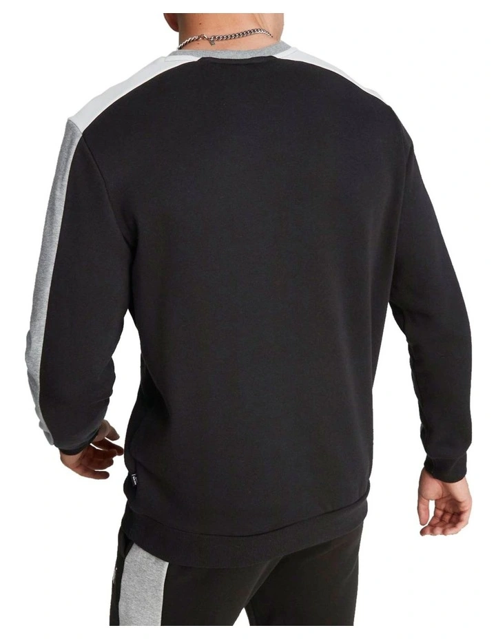 Puma Essential Block Crew Fleece In Black 2 Puma Essential Block Crew Fleece In Black - Image 2