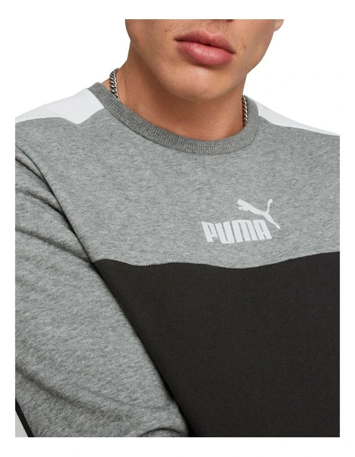 Puma Essential Block Crew Fleece In Black 4 Puma Essential Block Crew Fleece In Black - Image 4