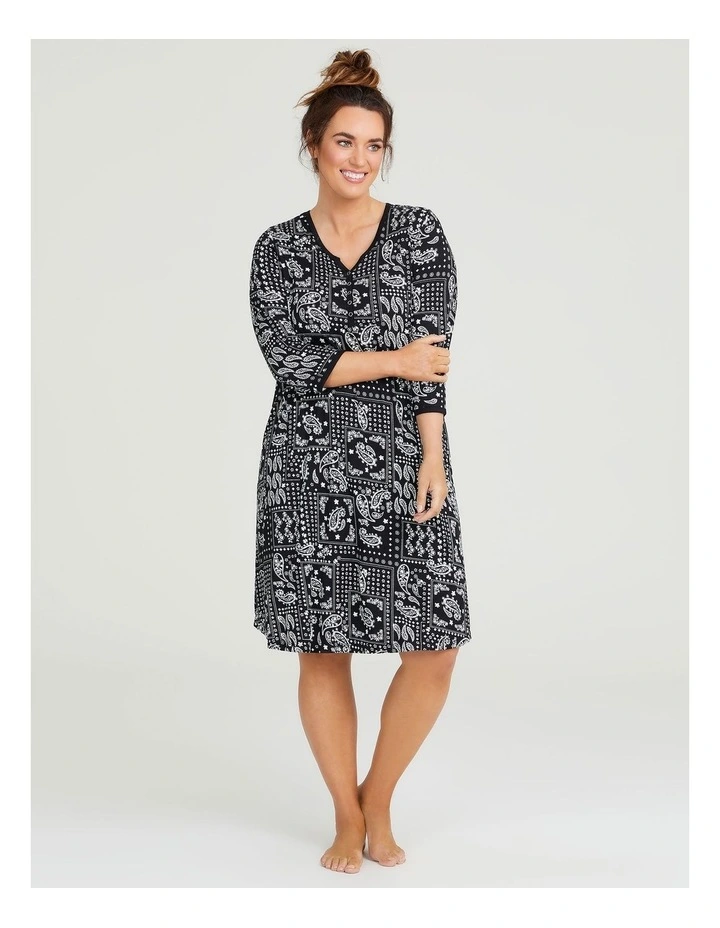 Bamboo Bandana Nightie Black/off White 4 Bamboo Bandana Nightie Black/off White - Image 4