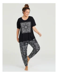 Bamboo Bandana Pyjama Pant In Black Multi -Myer Clothing Shop 980555050 3 720x928