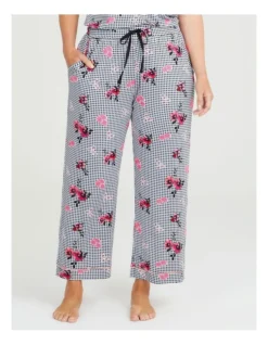 Bamboo Gingham Floral Pyjama Pant In Black Multi