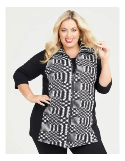 Diva Spliced Jacquard Vest In Black Multi -Myer Clothing Shop 980583310 3 720x928