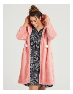 Cosy Zip Chevron Dressing Gown Peach Pink -Myer Clothing Shop 980583580 3 720x928