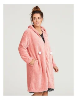 Cosy Zip Chevron Dressing Gown Peach Pink -Myer Clothing Shop 980583580 4 720x928