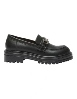Belinda Flat Loafers In Black Smooth