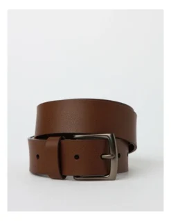 Casual Leather Belt In Tan