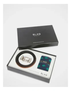 Belt & Novelty Sock Gift Set In Navy